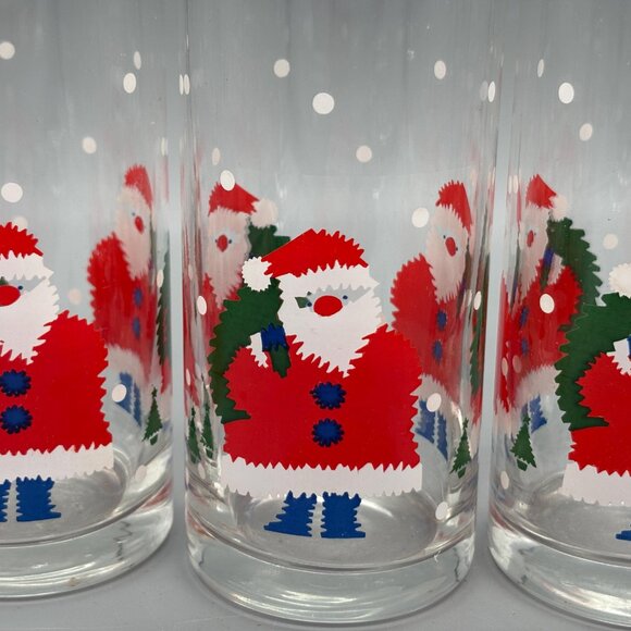 Vintage Santa Claus Highball Glasses (Set of 4), Snowfall Christmas Tumblers - Picture 5 of 5